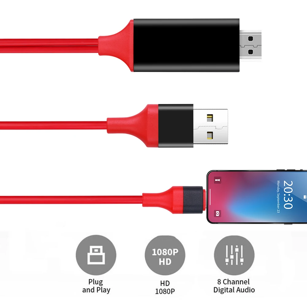 Cable HD adecuado para apple a HDMI, compatible con iPhone a HDMI, TV móvil, misma pantalla, fabricantes de cables de conversión