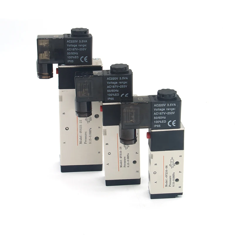 Pneumatic Valve Electric Solenoid Valve 4v410-15 Control Air Gas Magnetic 5 Way 2 Position DC12V 24V AC110V 220V Coil Volt