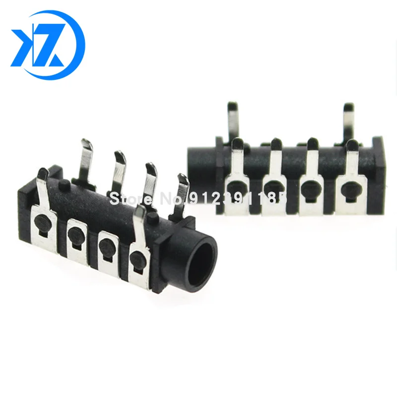 10pcs PJ-313B PJ313B Phone Jack 3.5mm 6 Contacts 4 Conductors Stereo Audio Socket Through Hole Right Angle 4 Poles Audio Plug