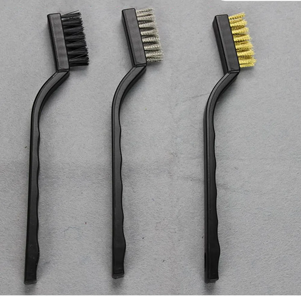 3pcs mini wire brush set, industrial toothbrush derusting brush steel brass nylon clean polishing details metal antirust brush