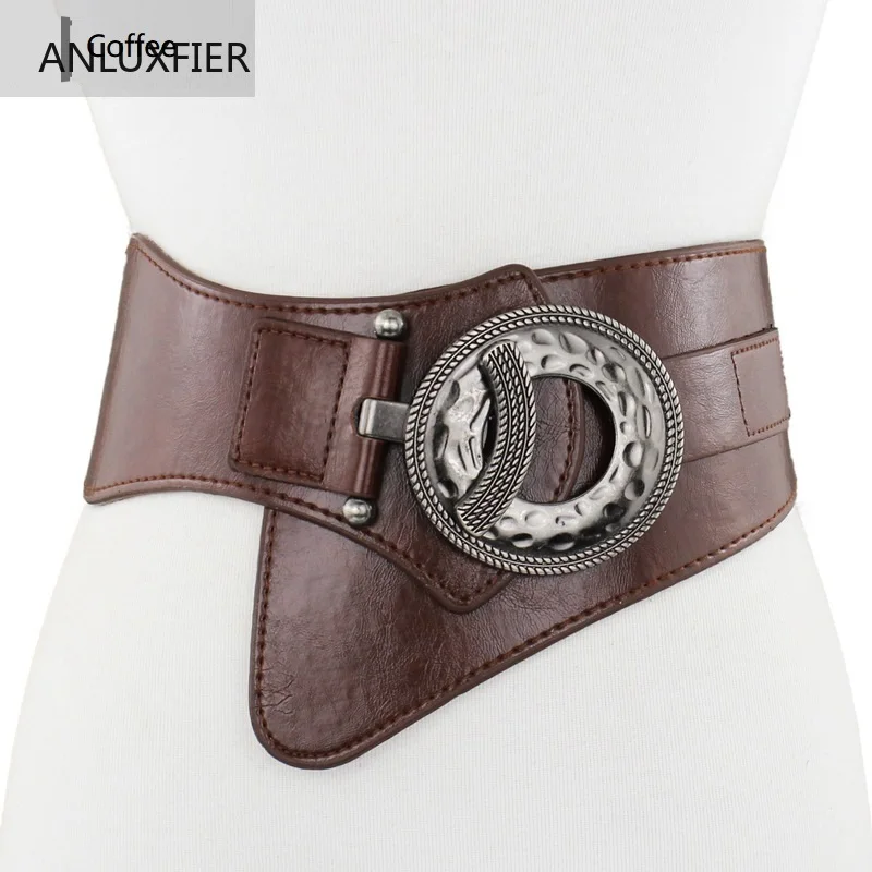 J101 Lady Dress Belt Girls High Elastic Wide Belt Women\'s Retro Decorative Down Jacket Belts Leather Waist Cover Waistband