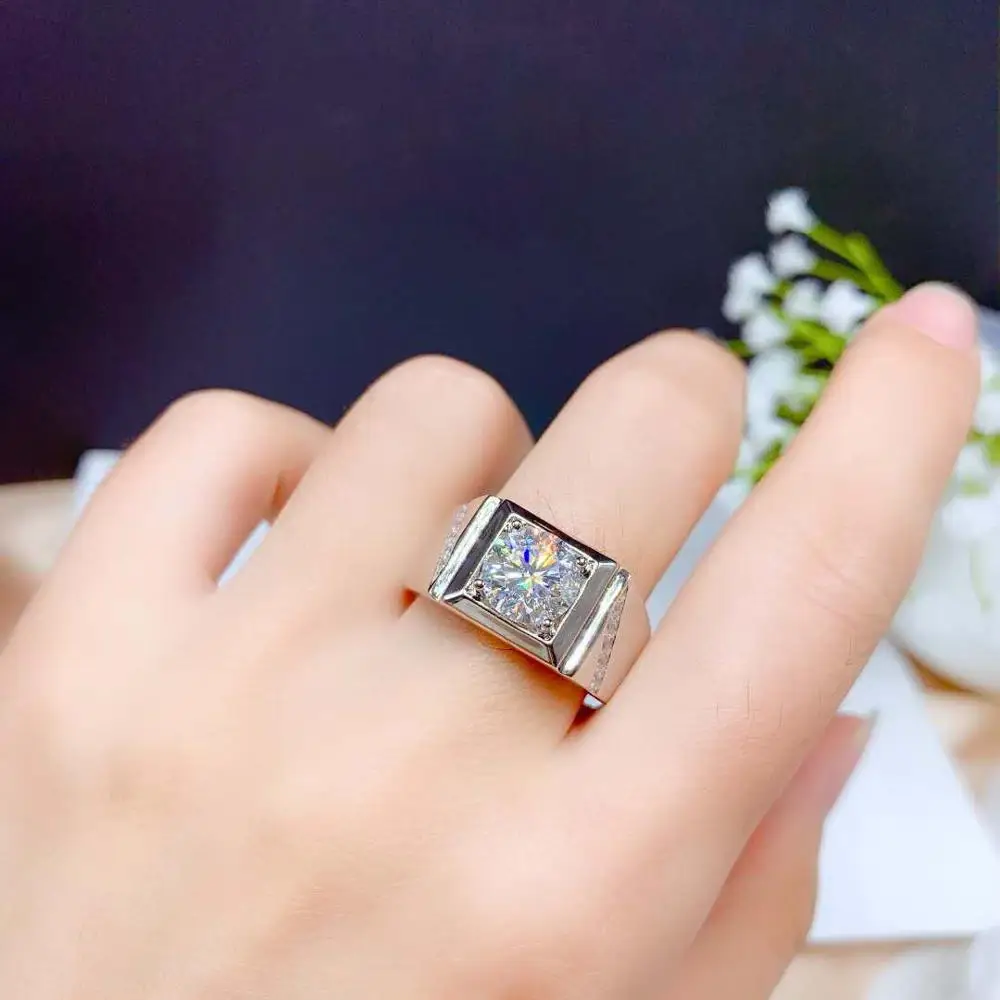 Classic Trendy Geometry Copper Finger Ring Men Lock Crystal Ring Anniversary Party Wedding Engagement Fashion Jewelry Hot Sale