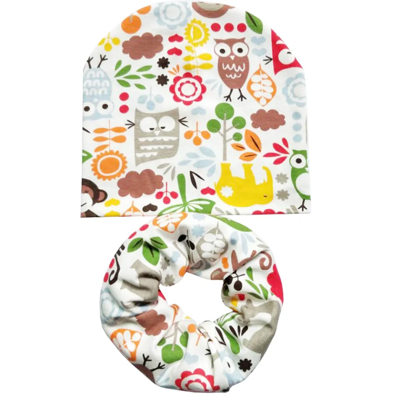 New Winter Children Scarf Hat Sets Cartoon Dinosaur Baby Head Cover Spring Warm Neck Collar Kids Beanies Set Cotton Children Hat