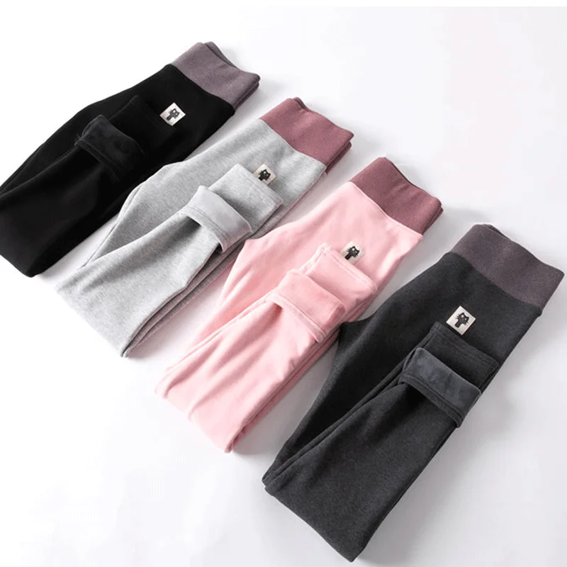 Casual Thick Warm Leggings Women Oversize 6Xl Fleece Liner High Waist Pants Fall Winter Jogger Capris Patchwork Skinny Pantalon