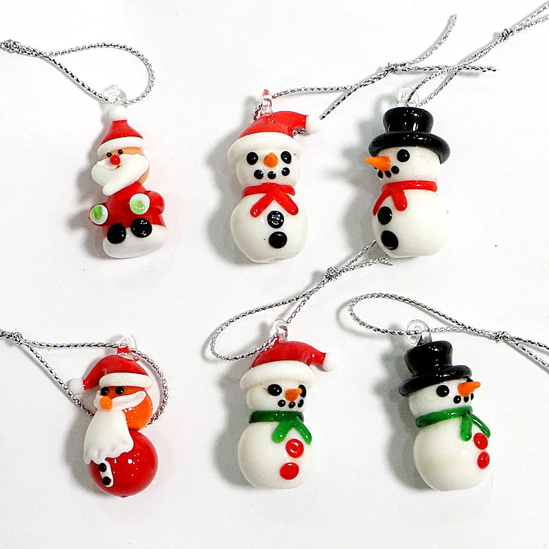 Picture 4: Mini Handmade Glass Christmas Tree Art Figurines Ornaments Colorful High Grade Cute Pendant Xmas Hanging Decor Charm Accessories