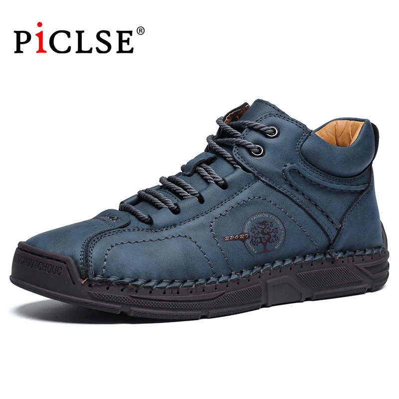 Large Size 48 Handmade Genuine Leather Men Boots Tooling Shoes Ankle Boots For Men Casual Shoes Hot Sale Men Botas Hombres
