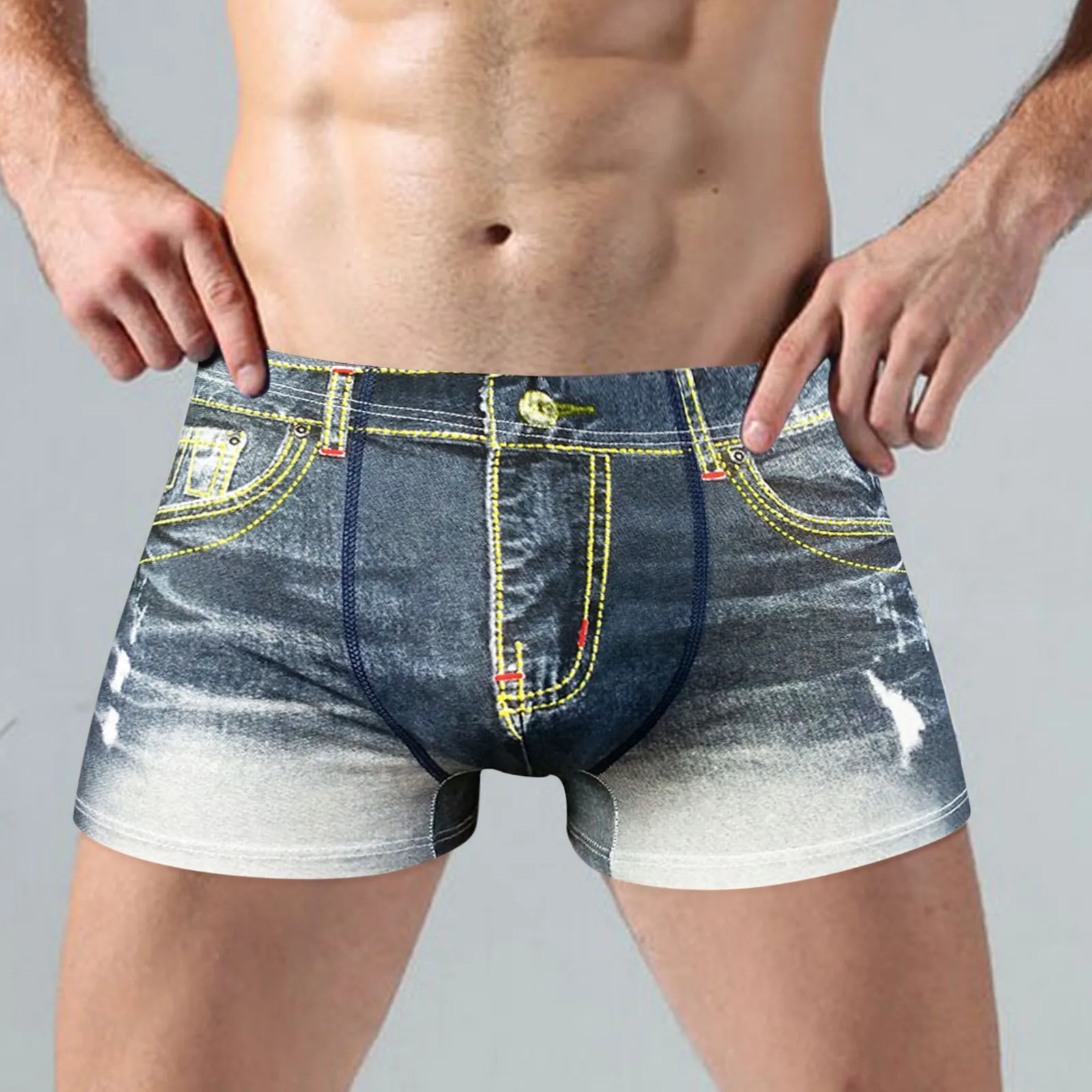 Nieuwe Mode Merk Mannen Denim Ondergoed 3d Sexy Boxers Jeans Shorts Classic Print Boxers Heren Cowboy U Bolle Pouch Underpants