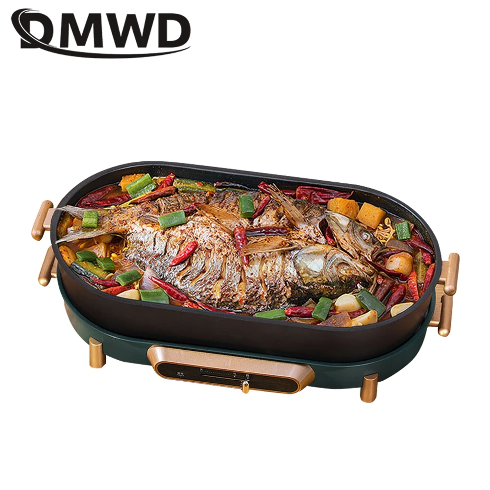 

DMWD Household Baking Pan Electric Barbecue Grill Hot Pot Stewing Pot Breakfast Machine Mini Skillet Frying Pan 220V