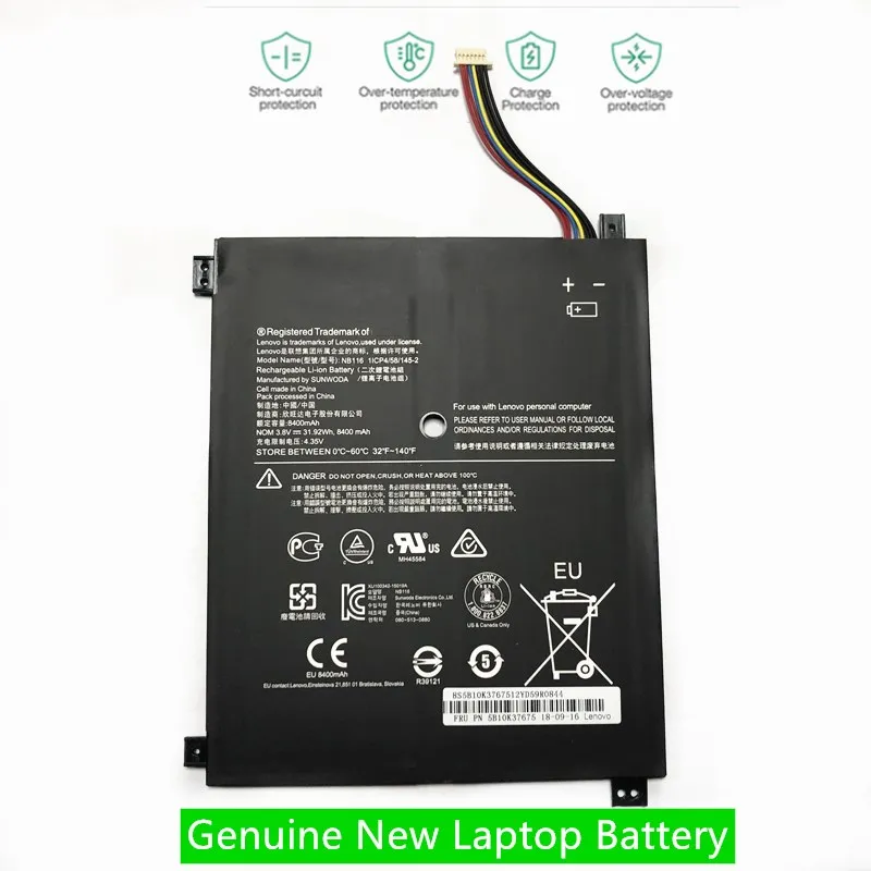 

ONEVAN Genuine NB116 Laptop Battery For Lenovo IdeaPad 100S 100S-11IBY 100S-80R2 5B10K37675 0813001 3.8V 31.92Wh