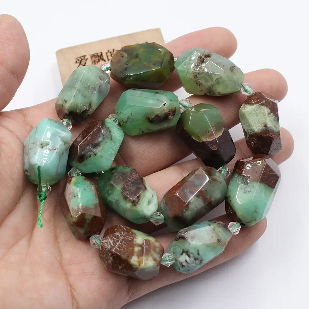 APDGG High Quality Natural Faceted Green Chrysoprase Real Gemstone Loose Beads 16\