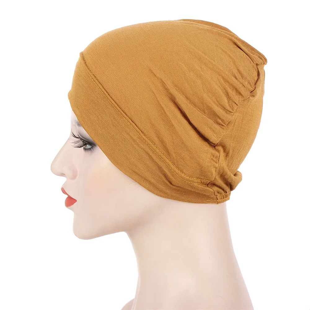 Sous-écharpe en coton pour femme, bonnet de chimio, casquettes intérieures hijab, chapeau ninja, écharpe de sauna musulmane, turban, couverture contre la perte de cheveux, bonnet rond