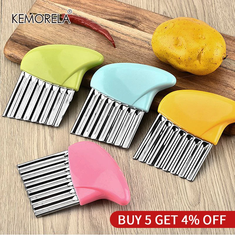 Potato Cutter Stainless Steel Wavy Knife French Fry Chip Cutter Kitchen Vegetable Slicer Cutting Tools Cooking  Kitchen Gadgets