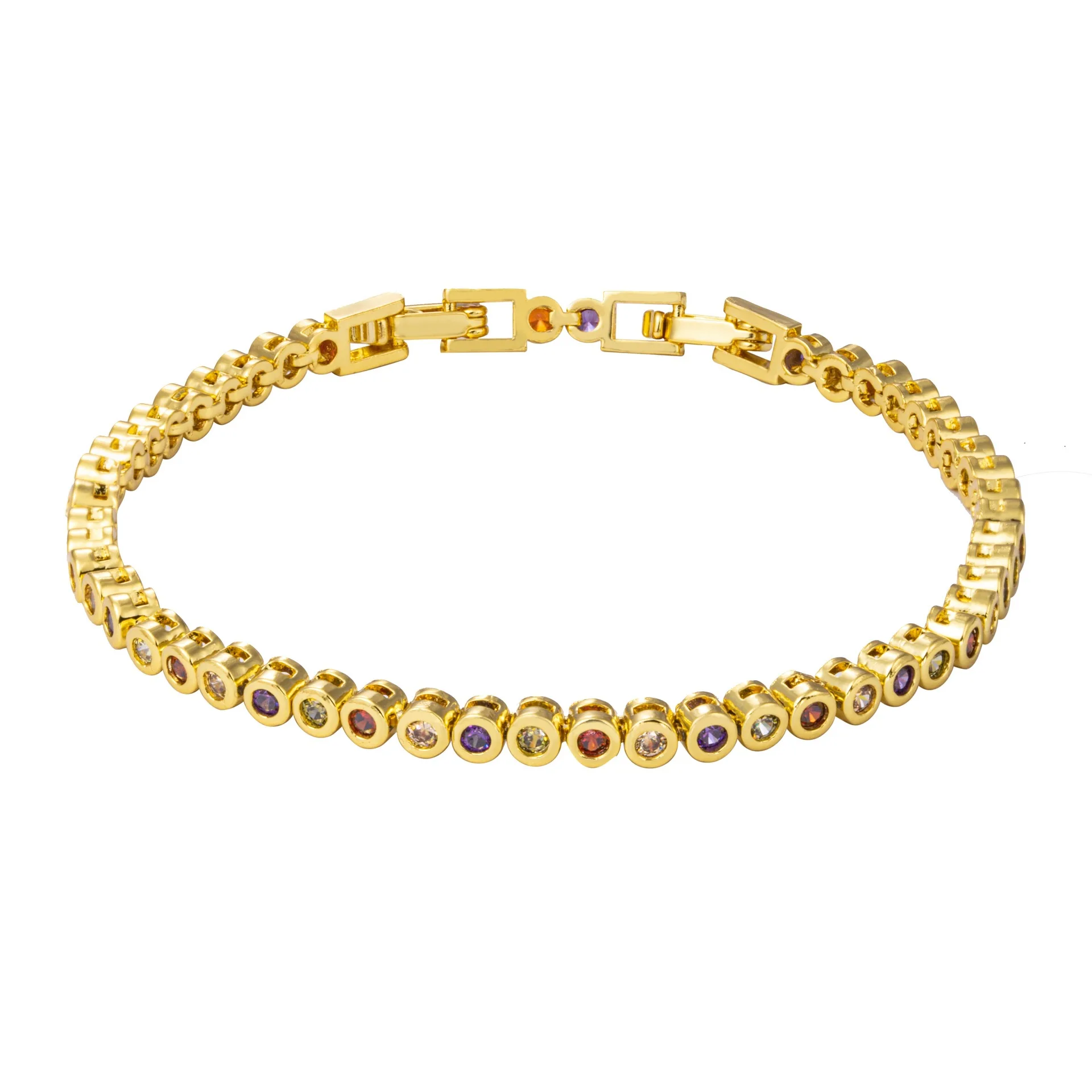 

Tennis Bracelet Round color flash AAA+ zircon platinum plated gold small Manyao full diamond tennis chain bracelet