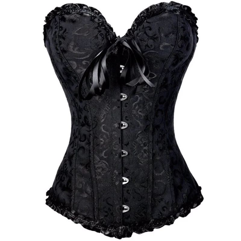 Corsets and Bustiers Shapewear Lingerie Overbust Corset Plus Size Brocade Women Sexy Corset Vintage Black DropShipping