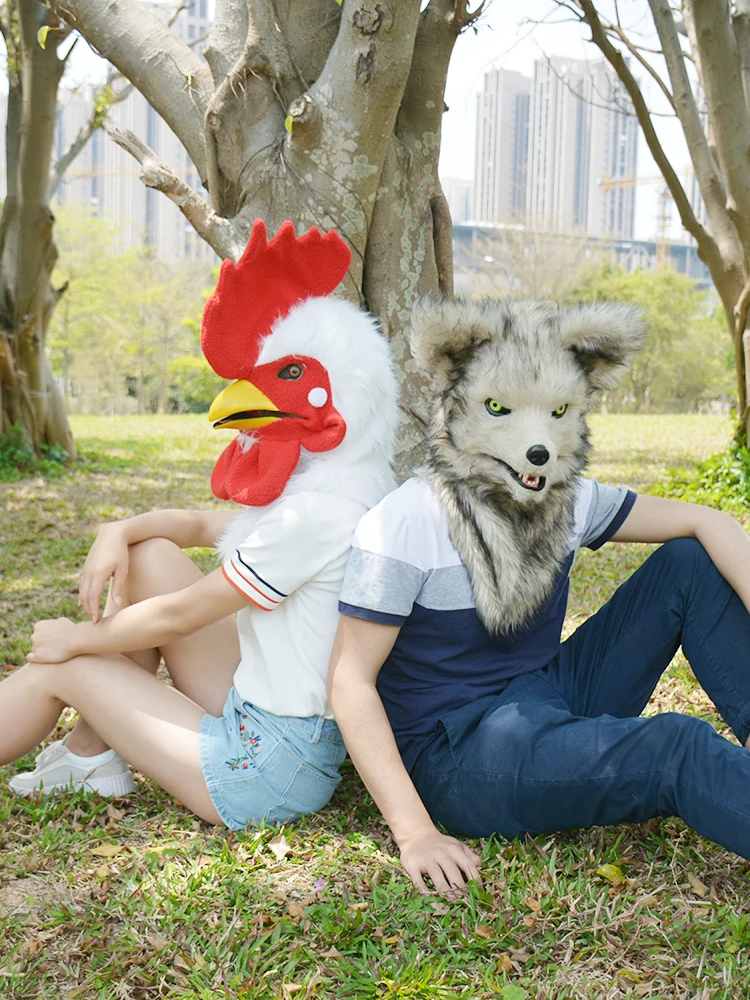 Moving Mouth Mask Animal Mask Wolf Animal Carnival Face Masks simulation animal mask talking  and singing mask