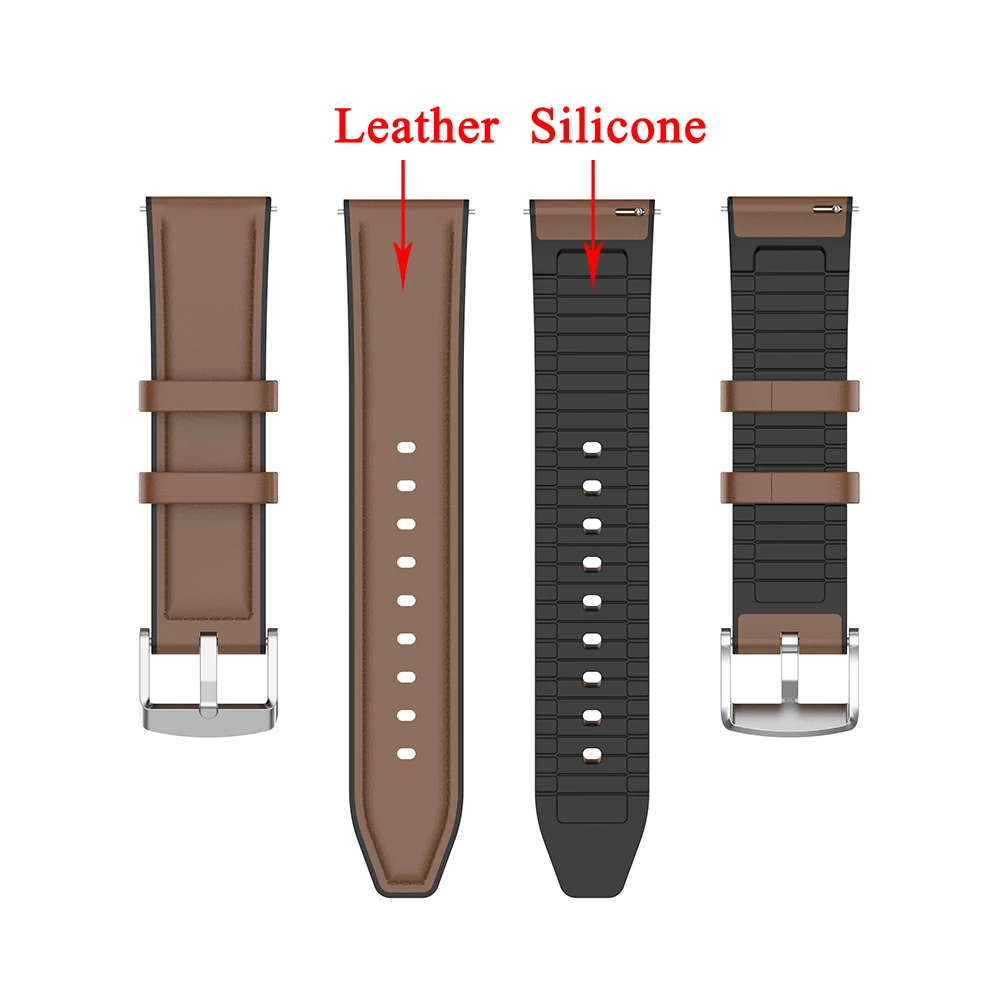 Leather Silicone Bracelet For Amazfit GTR 3 Pro Wrist Strap For Xiaomi Amazfit Pace/ Stratos 1 2 3 / GTR2 2e/ GTR 47mm Watchband