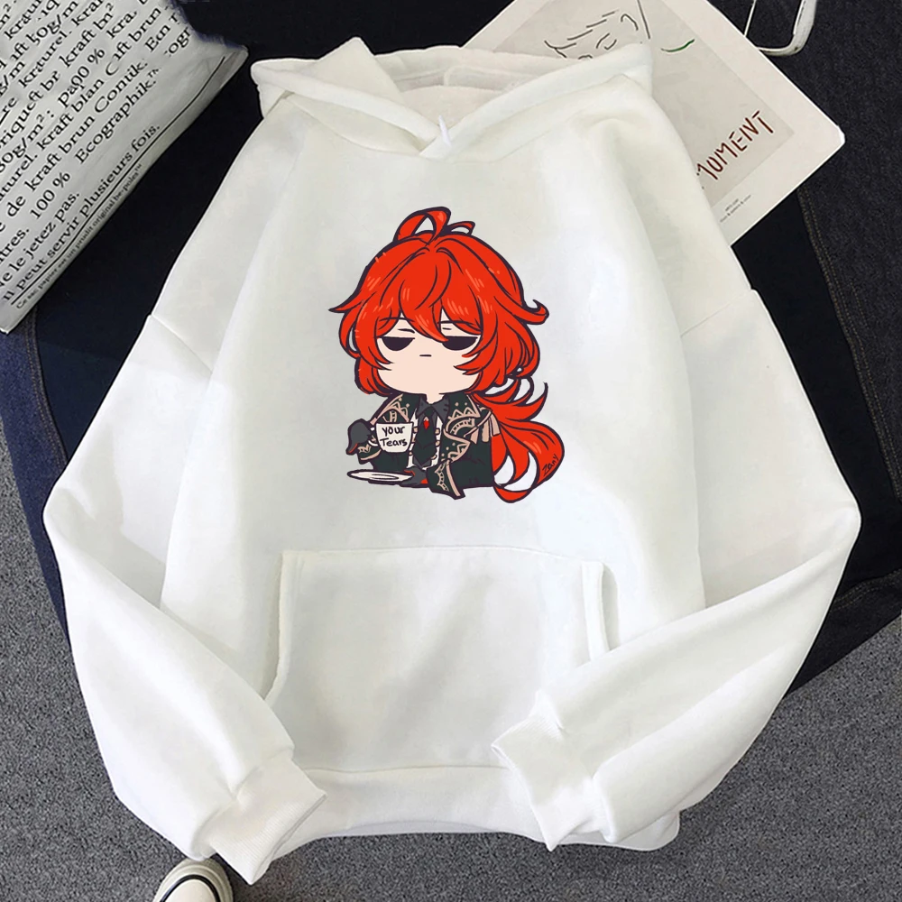 Genshin Impact Diluc Print Hoody Hot Game Cosplay Costume Hoodies Women Crewneck Sweatshirt  Korean Style Sudaderas Para Mujer