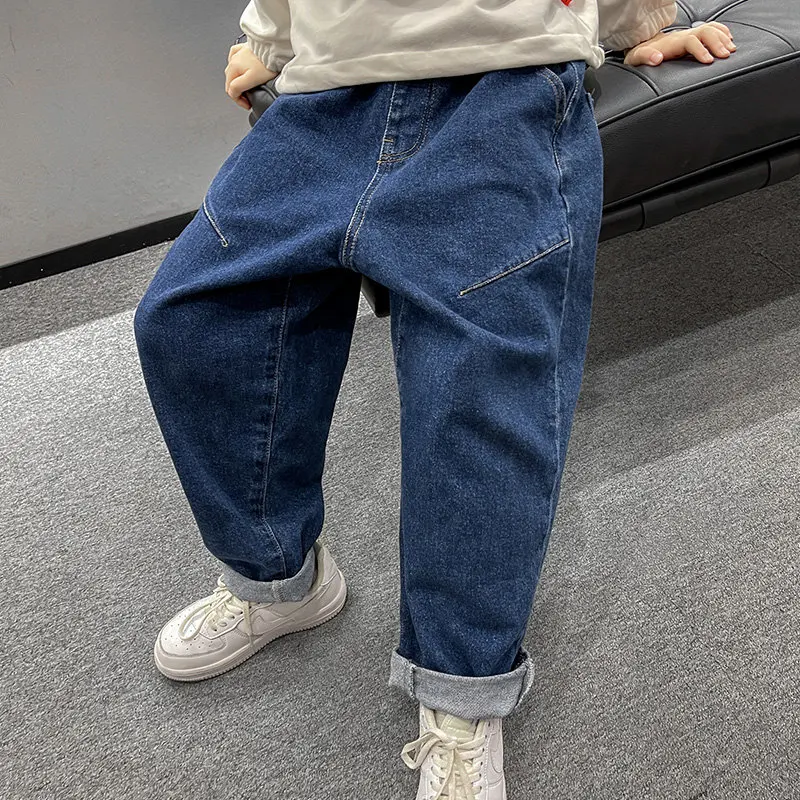 Loose Casual High Quality Denim Trousers Teen Boys 5-14Years Old Children Jeans Pants Spring Autumn Mid Waist Pants For Boys