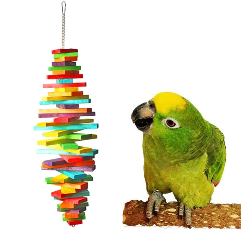 Rainbow Wooden Bird Chew Toy 6