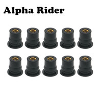 10 M6 Rubber Well Nut Universal Motorcycle Windscreen & Fairing 6mm 1/2\