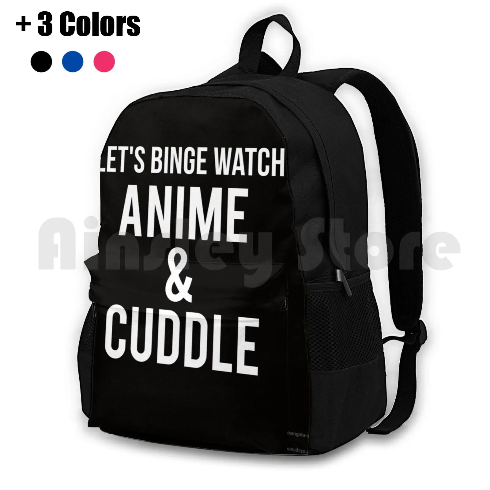 Let's Binge Watch Anime And Cuddle Outdoor Hiking Backpack Riding Climbing Sports Bag Anime Cuddle Anime And Cuddle