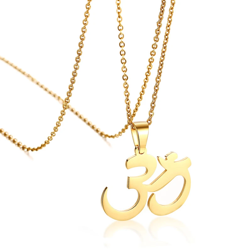 Buddhist Yoga Aum Om Ohm Sanskrit Pendant Chain Necklace Men India Outdoor Sport Women Bijoux Jewelry