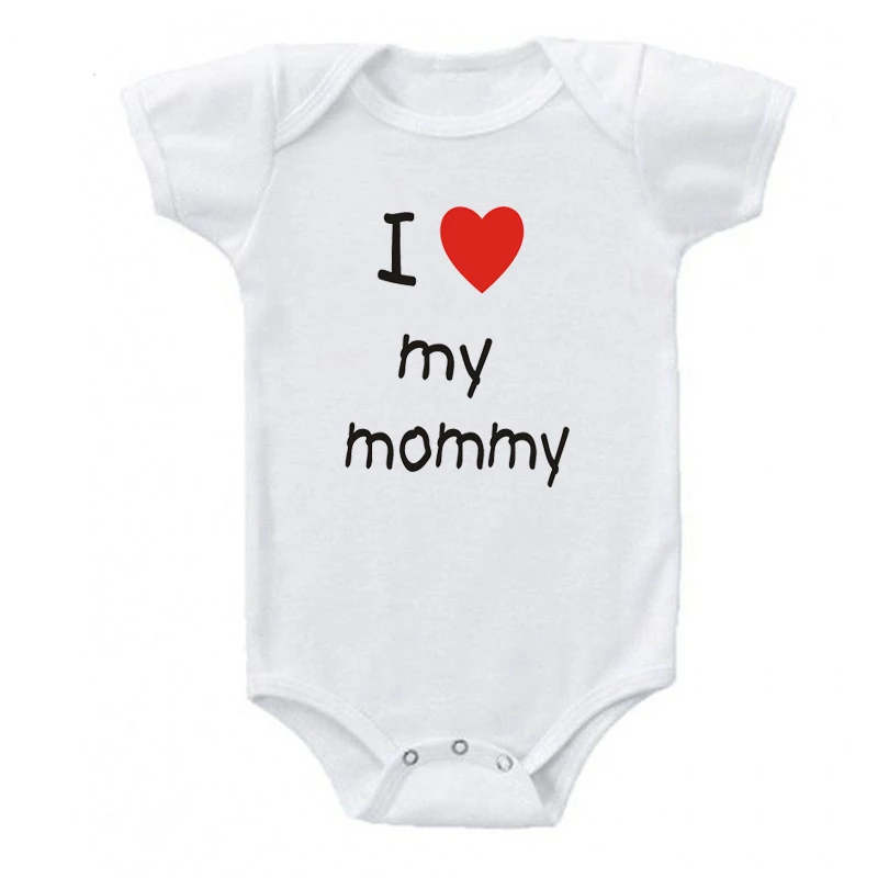 I Love My Daddy Mommy Newborn Boys Girls Romper Infant Black Cotton Toddler Baby Short Sleeve Jumpsuit Clothes Twin Baby Clothes