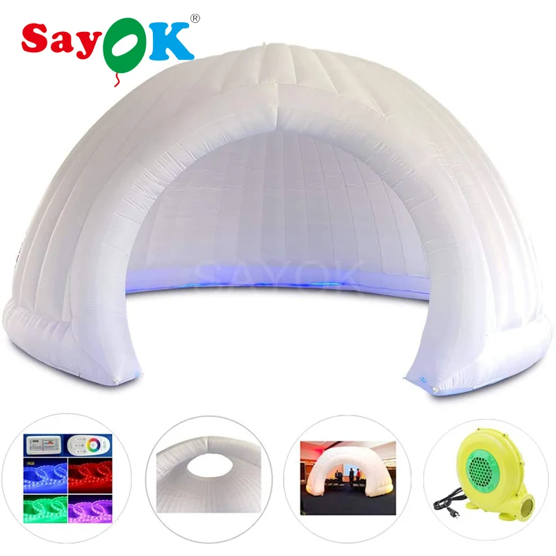 LED Inflatable Roofless Dome Tent with Blower Inflatable Panoramic Office Tent with Air Blower for Event Party Show Exhibition