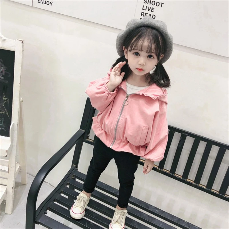 COOTELILI Ruffles Kids Jacket Baby Girls Clothes Baby Jacket Spring Autumn Kids Coat Hooded Girls Coat Children Clothes