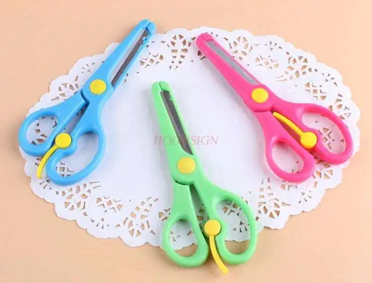 Child student baby safety scissors elastic scissors labor-saving manual safety shears metal scissors anti-clip hand scissors