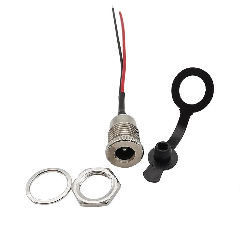 2/5 Stück DC099 5,5 mm x 2,1 mm DC-Steckdose mit Gewinde, Buchsenadapter mit 20 AWG-Kabel, Drähte, 10/15/20 cm DC-099 – Detail 4