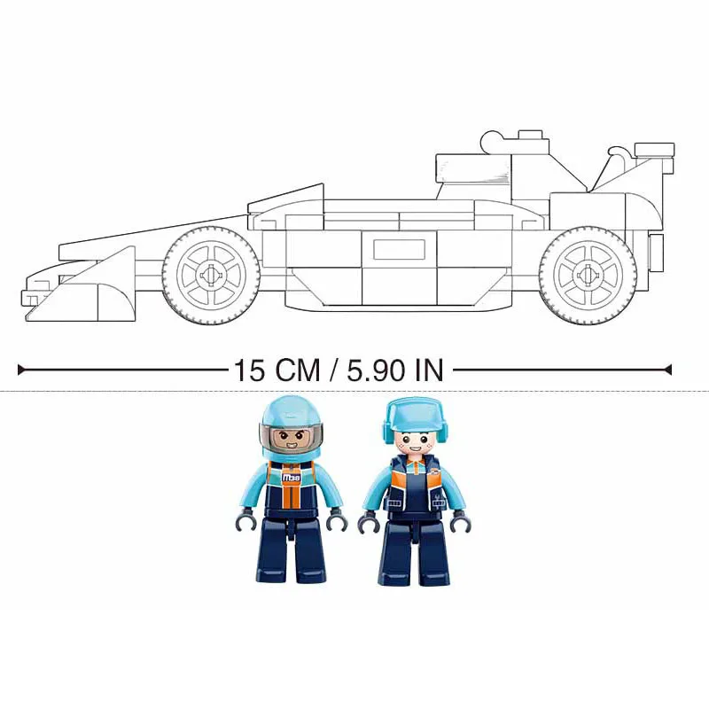 SLUBAN F1 Sports Racing Formula Car City Service Centre MOC Classic Model Vehicle Transporter Building Blocks Figures Bricks