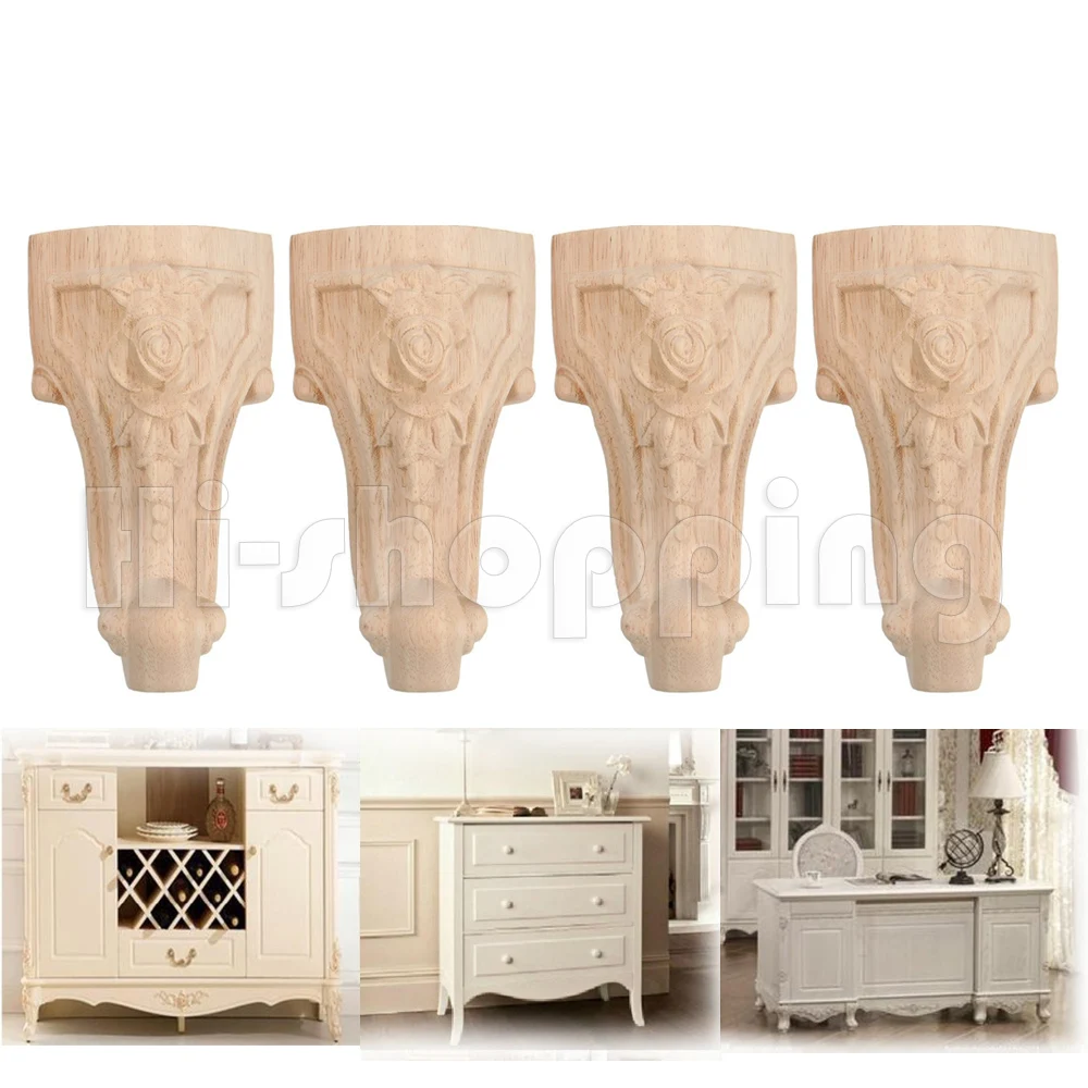 

4Pcs Solid Wood 200mm Furniture Legs Feet Replacement Sofa Couch Chair Table Cabinet Furniture Carving Furniture Legs