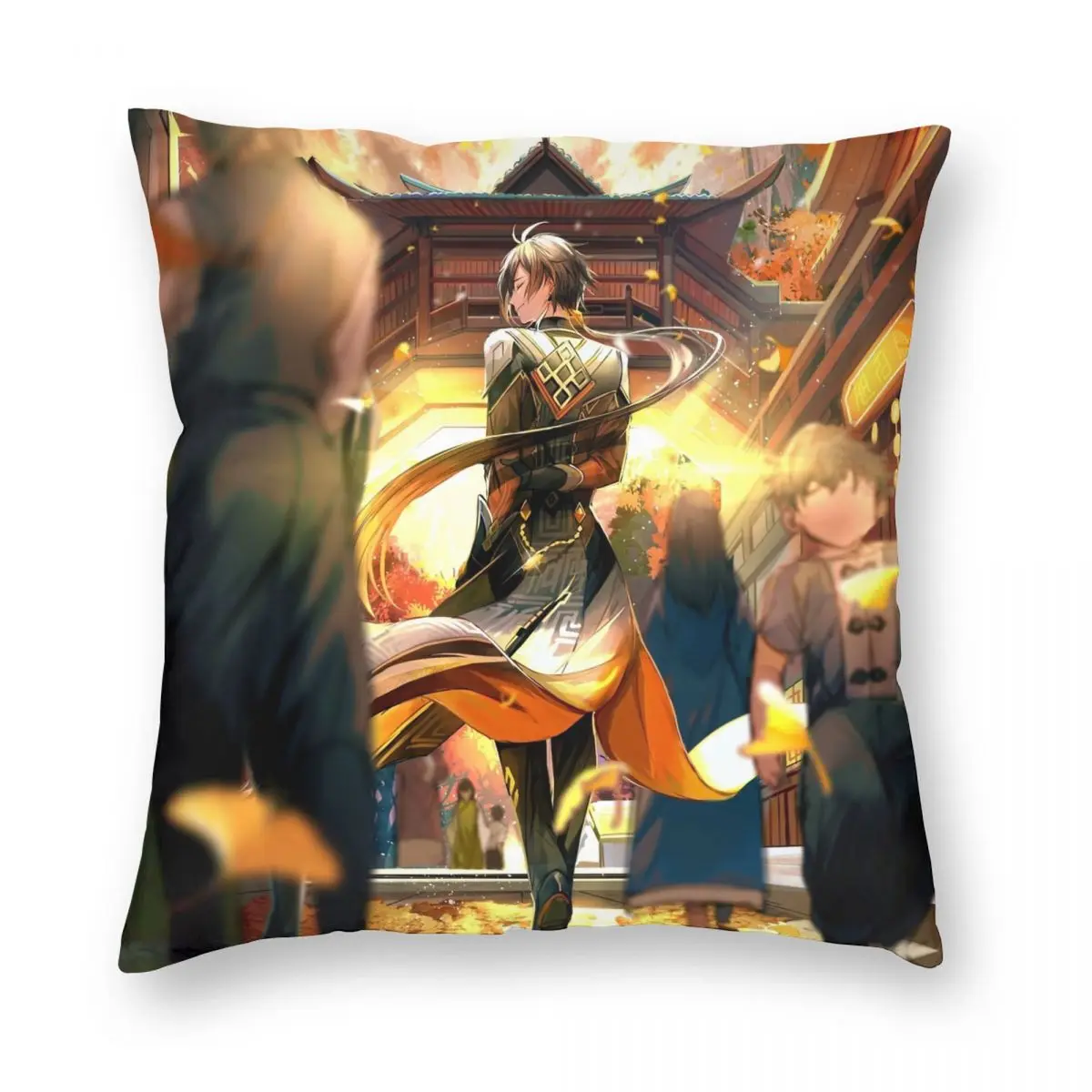 Genshin Impact Zhongli Pillowcase Polyester Pattern Decorative Home Cushion Cover