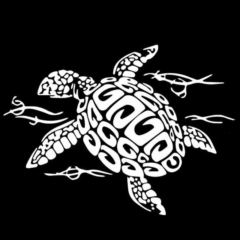 Waterproof 17.1cm * 12.6cm turtle swimming creative vinyl decal, decorative door accessories Black / silver car sticker