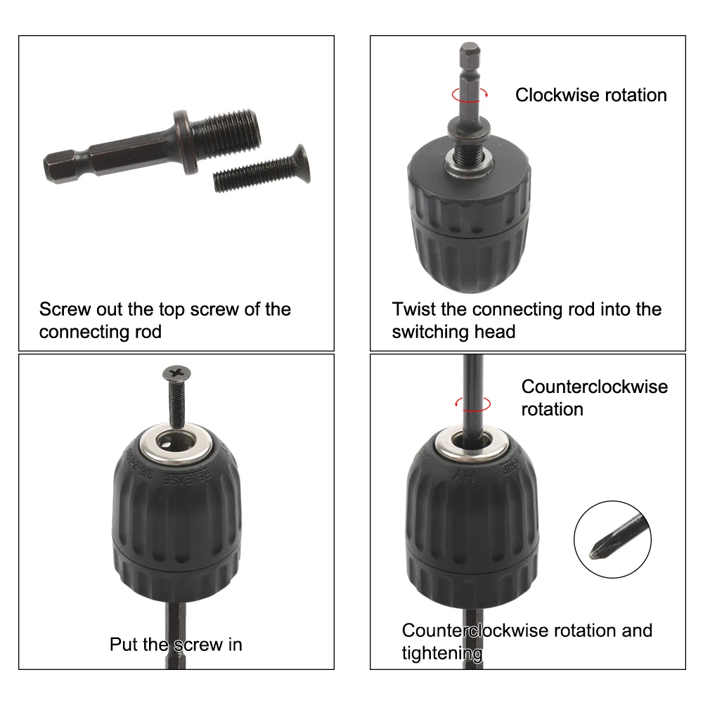 Novo keyless broca chuck chave de fenda impacto driver adaptador 1/4 adaptor shank haste a 3/8 hex hex haste adaptador brocas venda quente