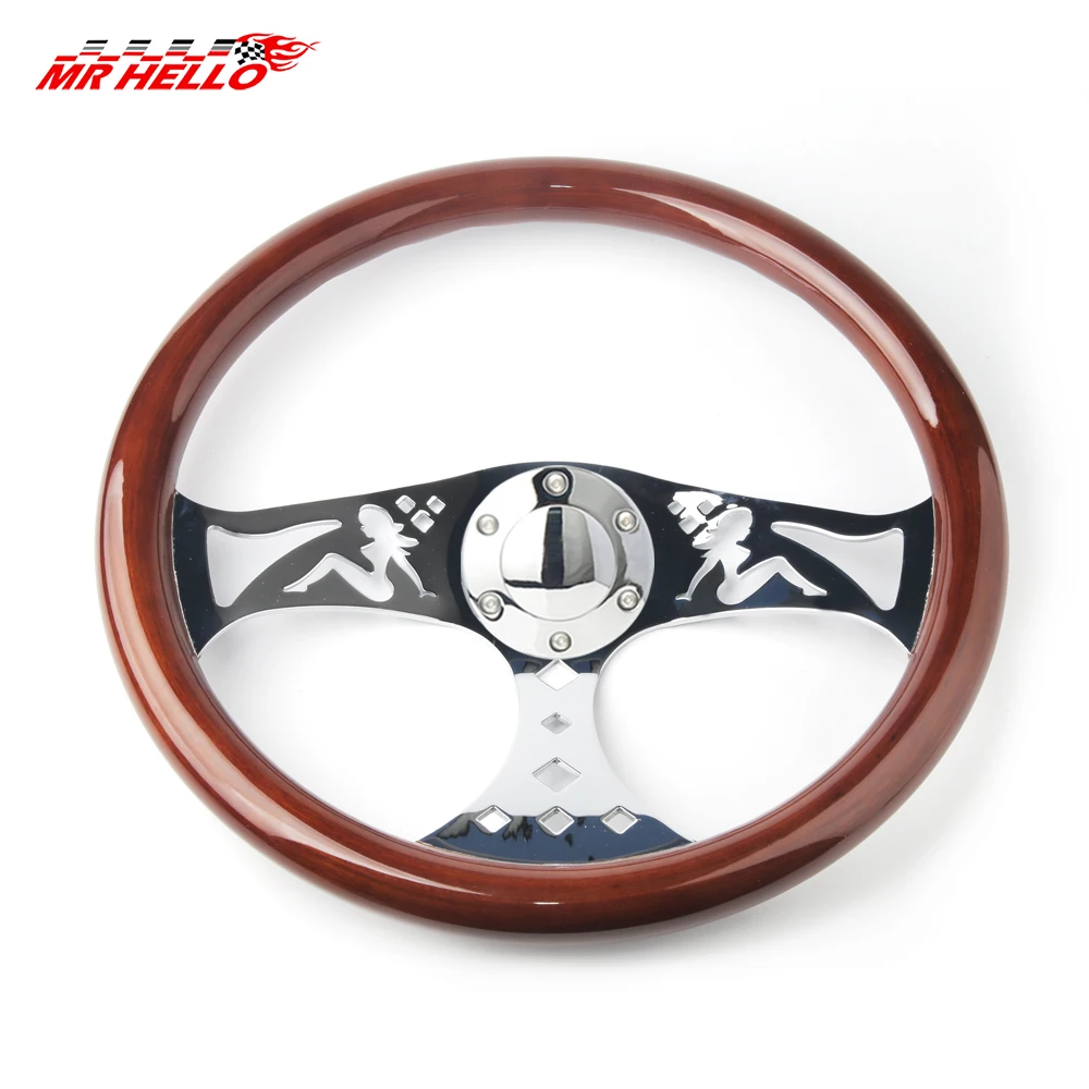 380mm 15 inch Universal Auto steering Wheel Drifting Steering Wheel Copy Wood Sports Turning Wheel