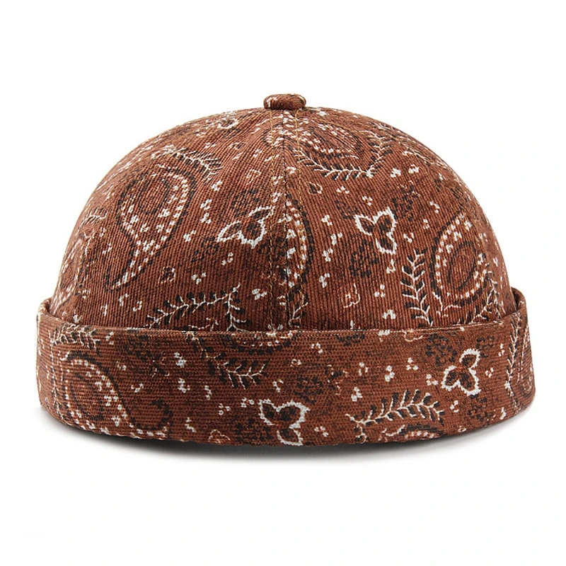 Vintage Docker Brimless Hat oddychająca czapka z Paisley Decoration Cotton regulowane damskie