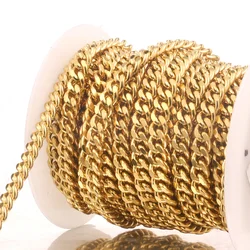 2M Width 7mm Gold Tone Heavy Miami Cuban Stainless Steel Figaro Mill Chain for DIY Jewelry Necklace Bracelet Making Wholesale