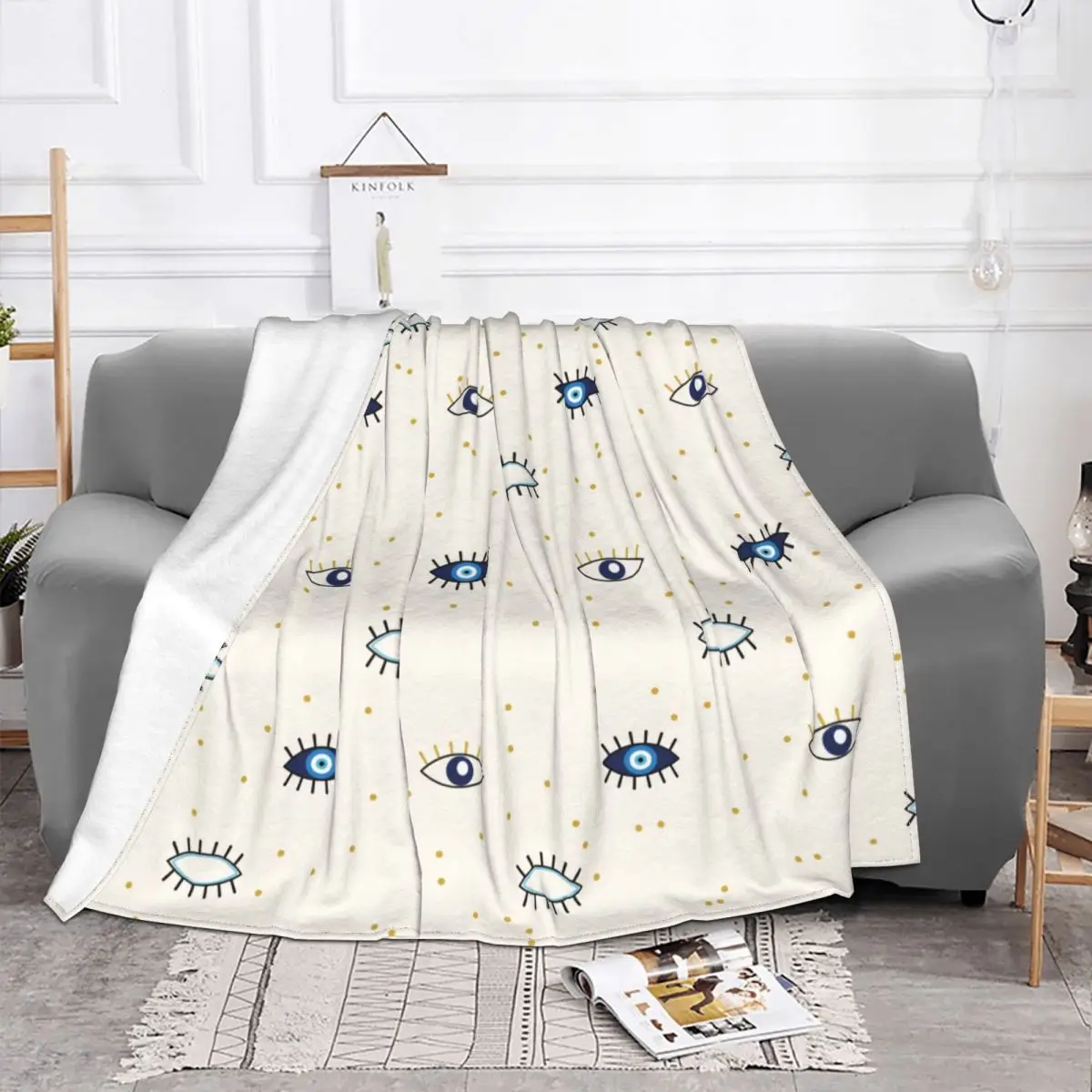 Evil Eyes Talismans Fleece Blankets Cartoon Beauty Eyelash Novelty Throw Blankets for Home Hotel Sofa 150*125cm Bedspreads