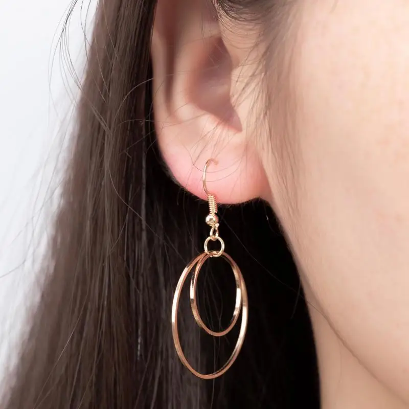 2019 New Wholesale Korean Fashion Jewelry Cute Earrings Size Round Long Earrings Female Birthday Gift Oorbellen Hanging Earrings