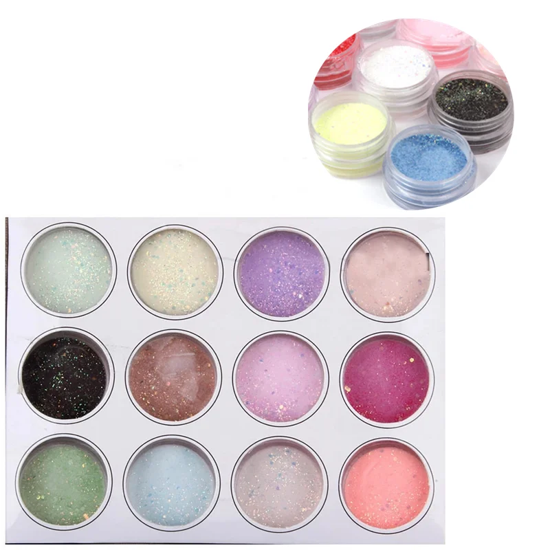 Poudre de cristal pour décoration des ongles, 12 couleurs, Art de décorer les ongles, acrylique, Gel UV