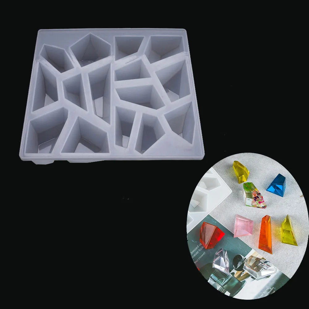 1=15pcs Irregular stone ornaments set decoration faceted for jewelry silicone mold Resin Silicone mould epoxy resin molds