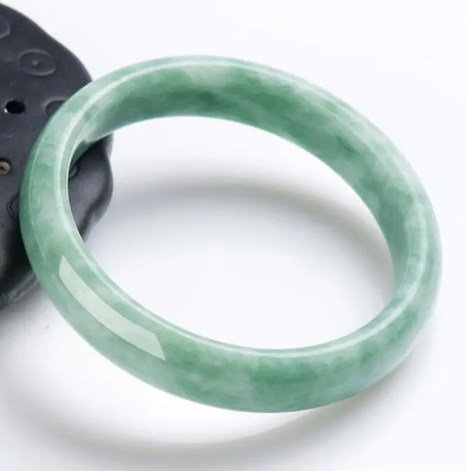 Natural Myanmar Jade Light Green Bracelet 54mm-64mm Female Jade Bracelet Send Girlfriend Send Mom