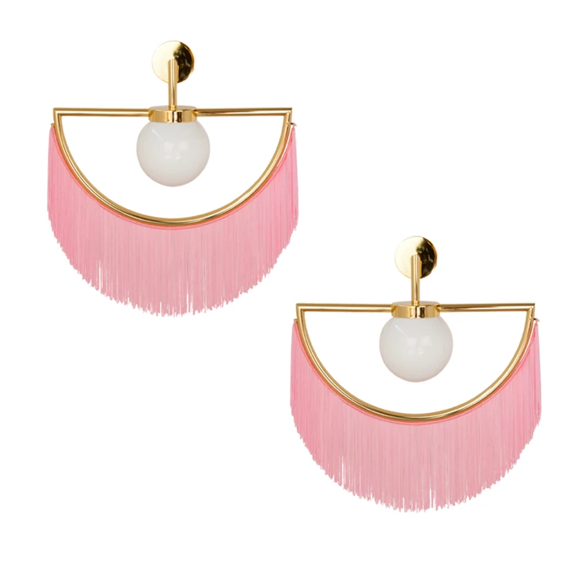 

Post-modern Pink Fringed Semicircle Wall Lamps Living Room Study Room Art Deco Bedroom Decorative Sconces Wall Lights Lighting