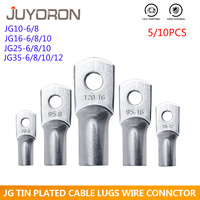 5pcs JG10-6/8 JG25/6/8/10 Terminal Cable Lug  M8 M12 10mm2 16mm2 25mm2 Bolt Hole Tinned Copper Cable lugs Battery Terminals