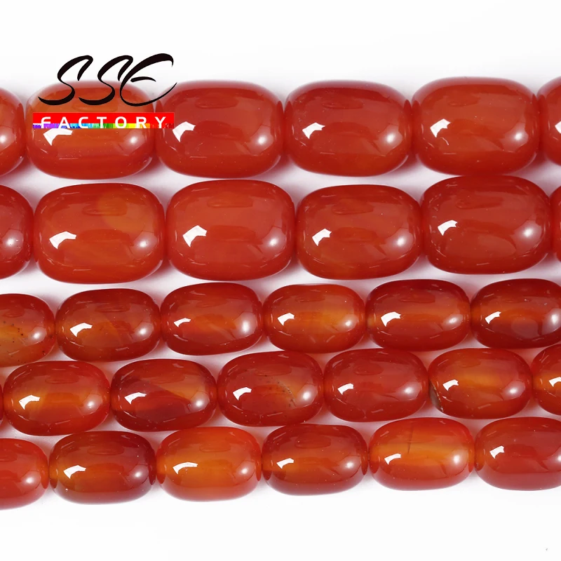 Natural Red Agates Drum Barrel Bead Natural Stone Beads Unique Design GEM Jewelry Accessory Rice Shape Agates 13X18mm