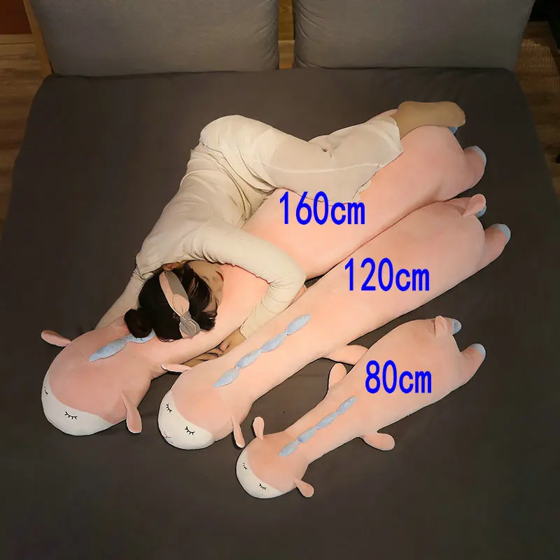 80-160CM Soft Stuffed Alpaca Sheep Hippo Plush Pillow Animal Long Pillow Sleeping Plushie Cushion Boys Girls Birthday Gifts