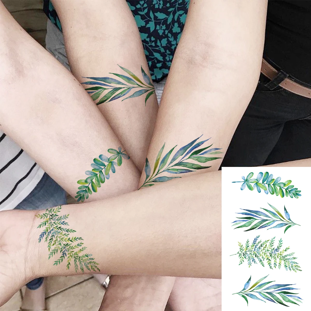 Tatouages temporaires 3D de poignet de Totem de lune noire pour femmes et hommes, faux autocollant de feuille de Triangle de lavande, Art corporel