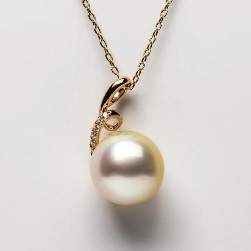 Luminous Genuine South Sea Cultured Pearl Pendant Jewelry 14k Yellow Gold 12.1mm